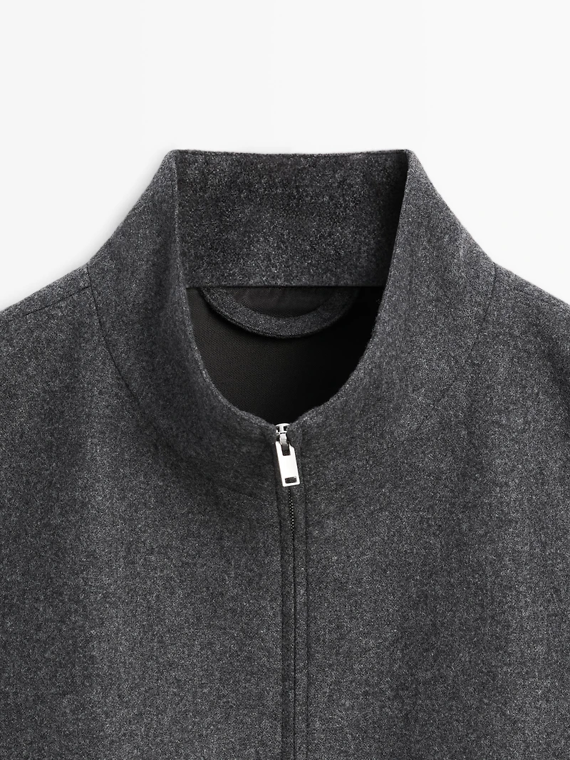 Wool blend bomber jacket