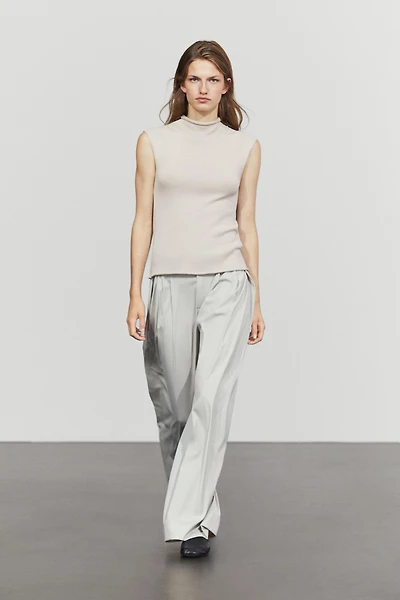 Cotton blend high neck knit top