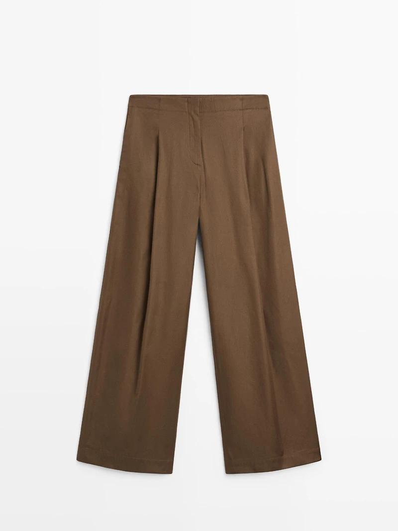 High-waist wide-leg trousers