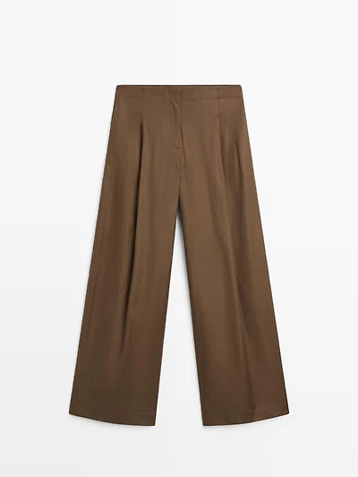 High-waist wide-leg trousers
