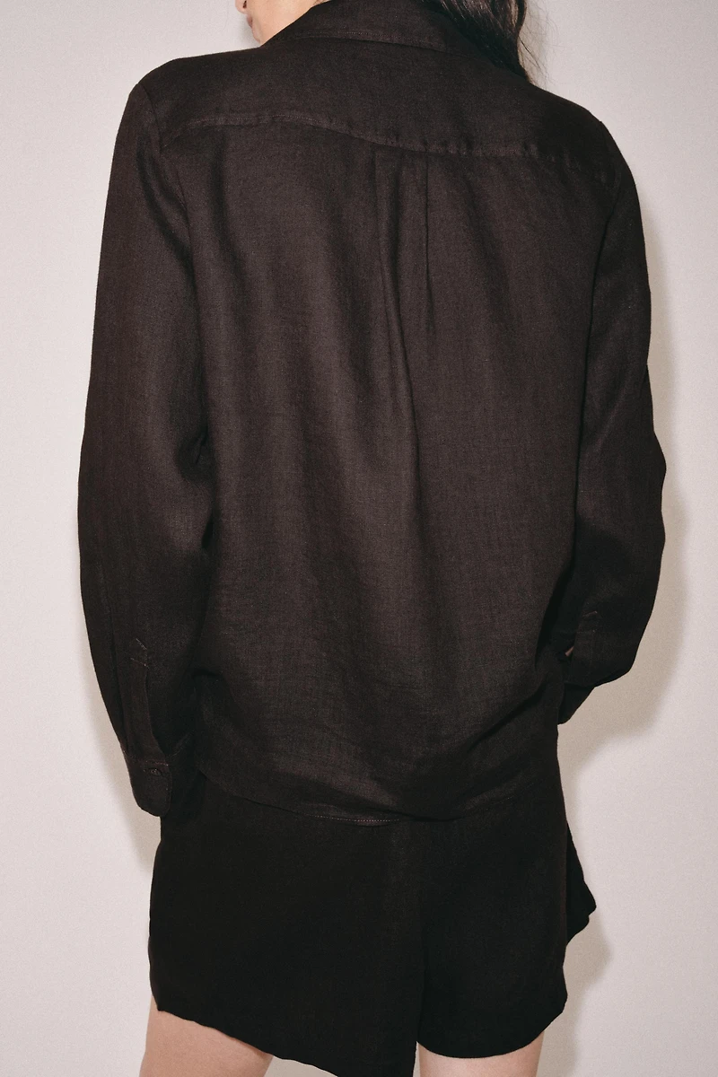 100% LINEN SHIRT WITH POCKET ZW COLLECTION