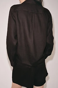 100% LINEN SHIRT WITH POCKET ZW COLLECTION