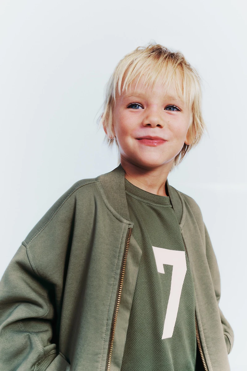 FLEECE LOGO BOMBER JACKET