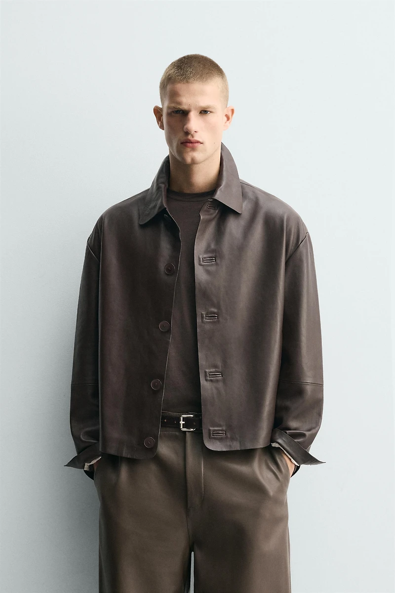 LEATHER BOXY FIT JACKET