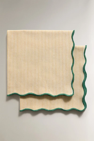 STRIPED NAPKINS WITH SCALLOPED EDGE (PACK OF 2)