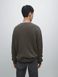 Pull tressé en coton mélangé