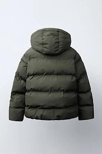 WATER REPELLENT PUFFER COAT WITH LABEL