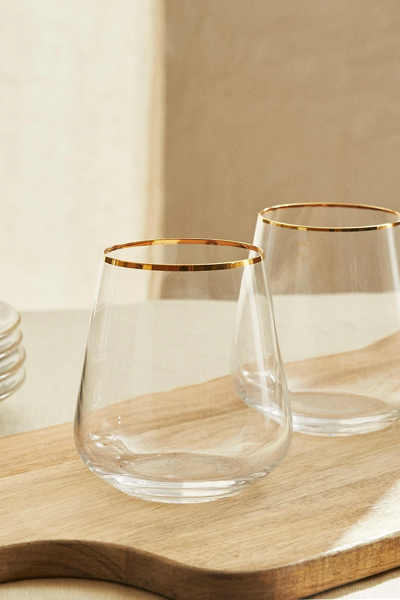 BOHEMIA CRYSTAL TUMBLER WITH A GOLDEN RIM