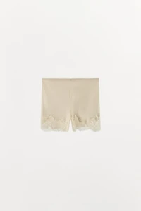 SATIN EFFECT LACE PAJAMA SHORTS