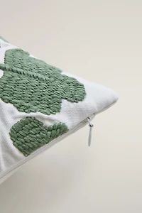 EMBROIDERED FLORAL THROW PILLOW COVER