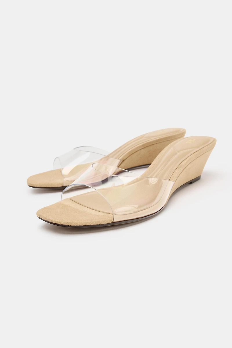 VINYL WEDGE SANDALS