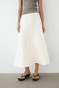 Flowing 100% linen midi skirt