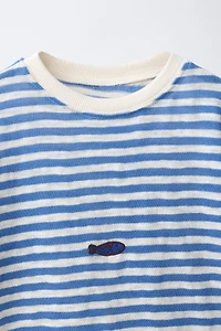 EMBROIDERED FISH STRIPED T-SHIRT