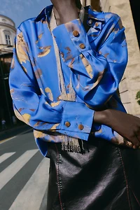 FLORAL PRINT SATIN SHIRT