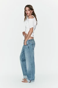 JEANS TRF LOOSE FOLDED TAILLE BASSE
