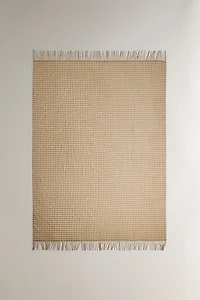CHECK BLANKET WITH FRINGING