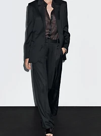 Pantalon plissé 100 % laine extra-fine
