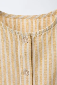 COTTON AND LINEN STRIPED ROMPER