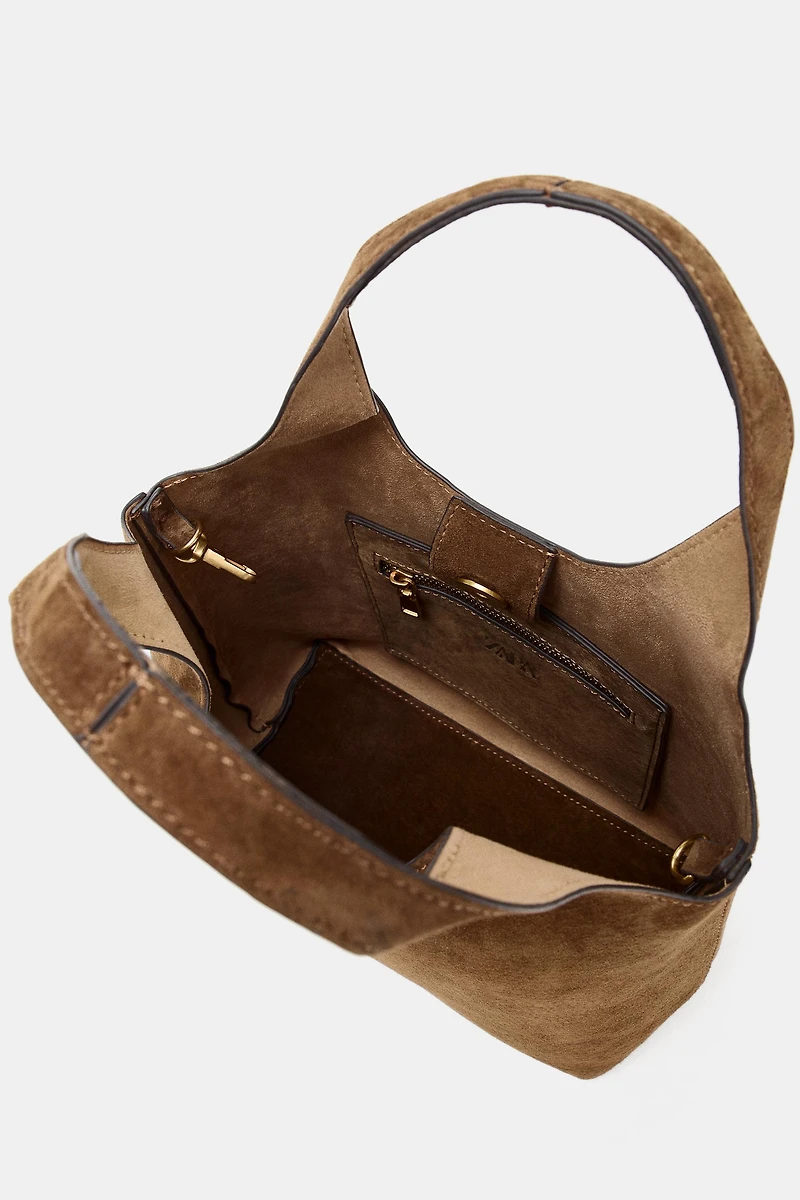 SPLIT LEATHER MINI SHOPPER BAG