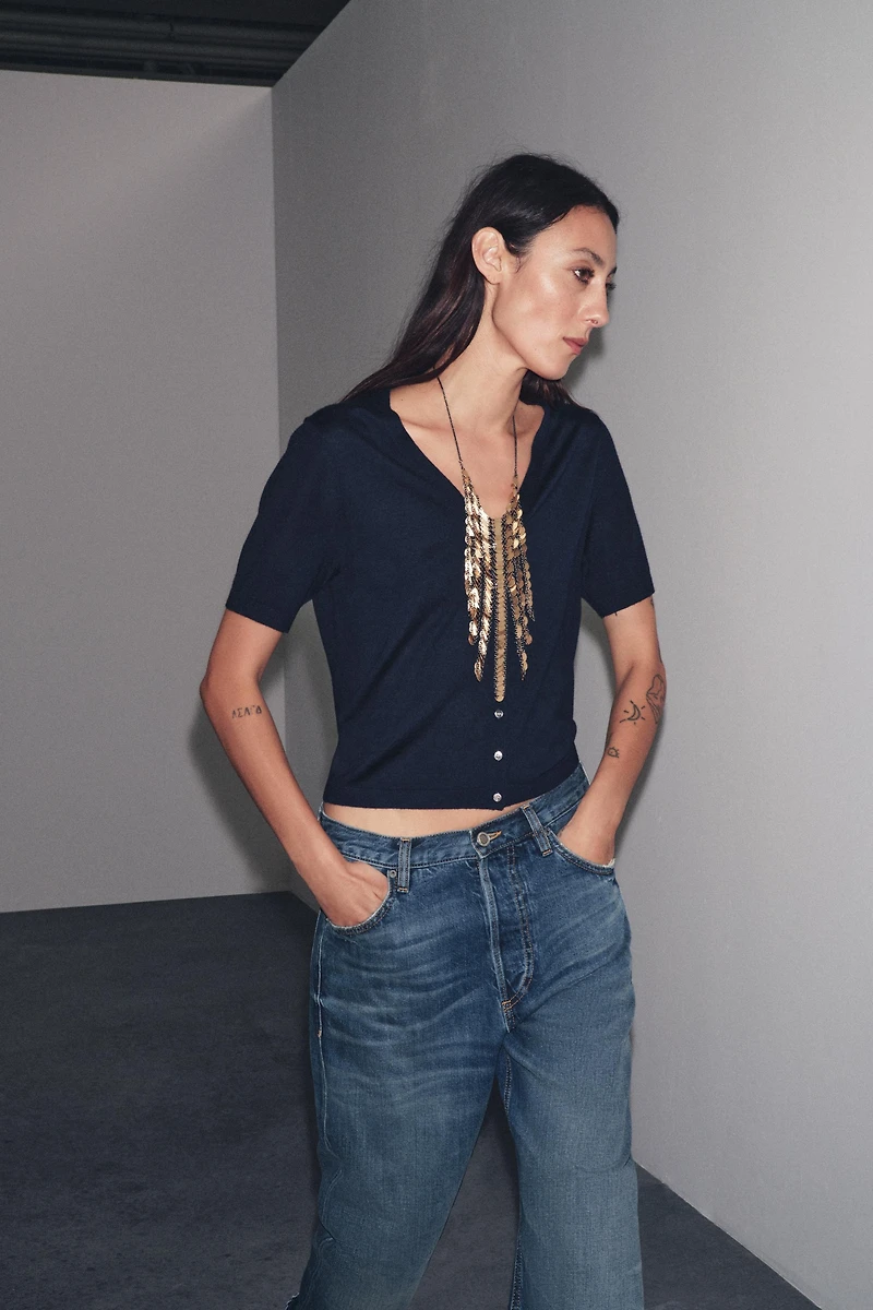 GILET MANCHES COURTES 100 % LAINE EXTRAFINE