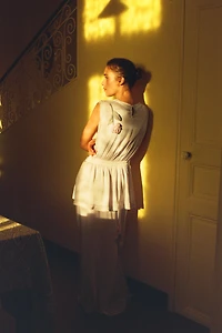SATIN DRESS WITH 3D FLOWERS