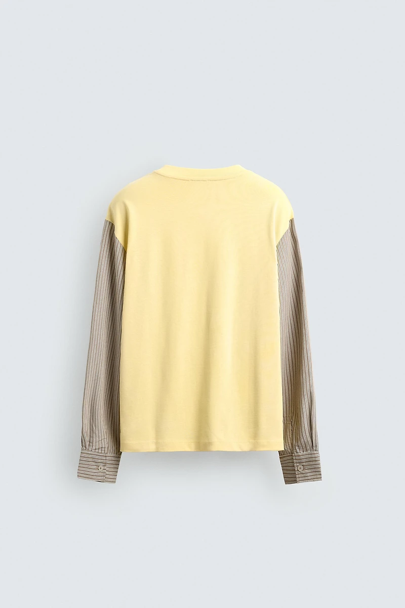 RELAXED FIT CONTRAST SLEEVE T-SHIRT
