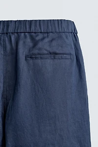 100% LINEN REGULAR FIT PANTS