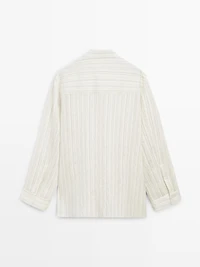 Striped flowing wrap shirt