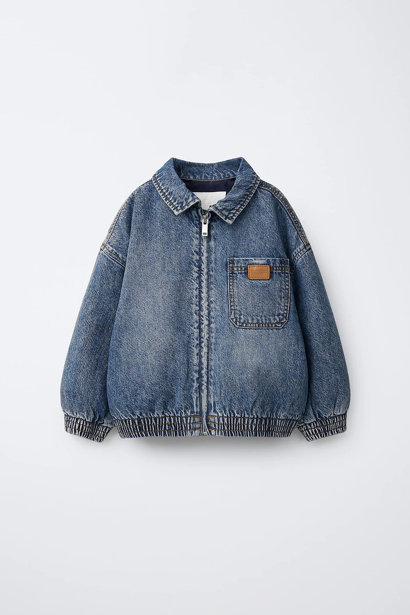 DENIM JACKET WITH REMOVABLE FLEECE HOODIE