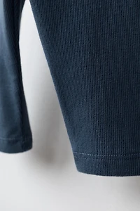 LABEL DETAIL RIBBED LEGGINGS