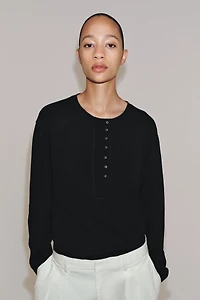LINEN BLEND HENLEY SHIRT