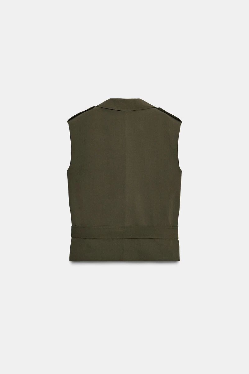 GILET ÉPAULETTES CEINTURE