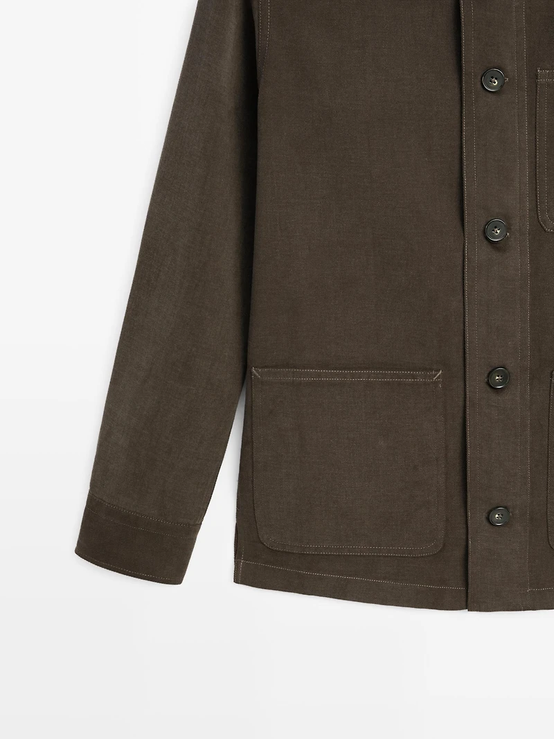 Twill overshirt with pockets