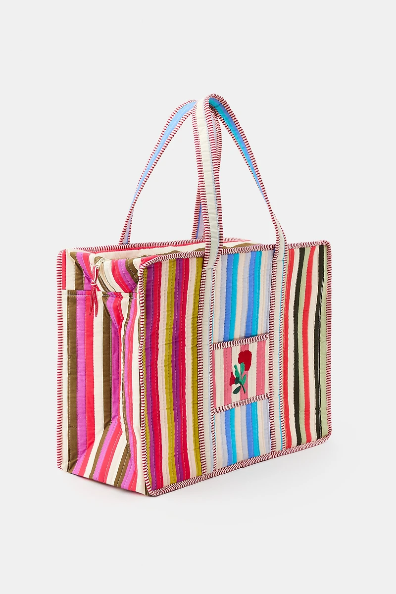 FLORAL STRIPE QUILTED BAG