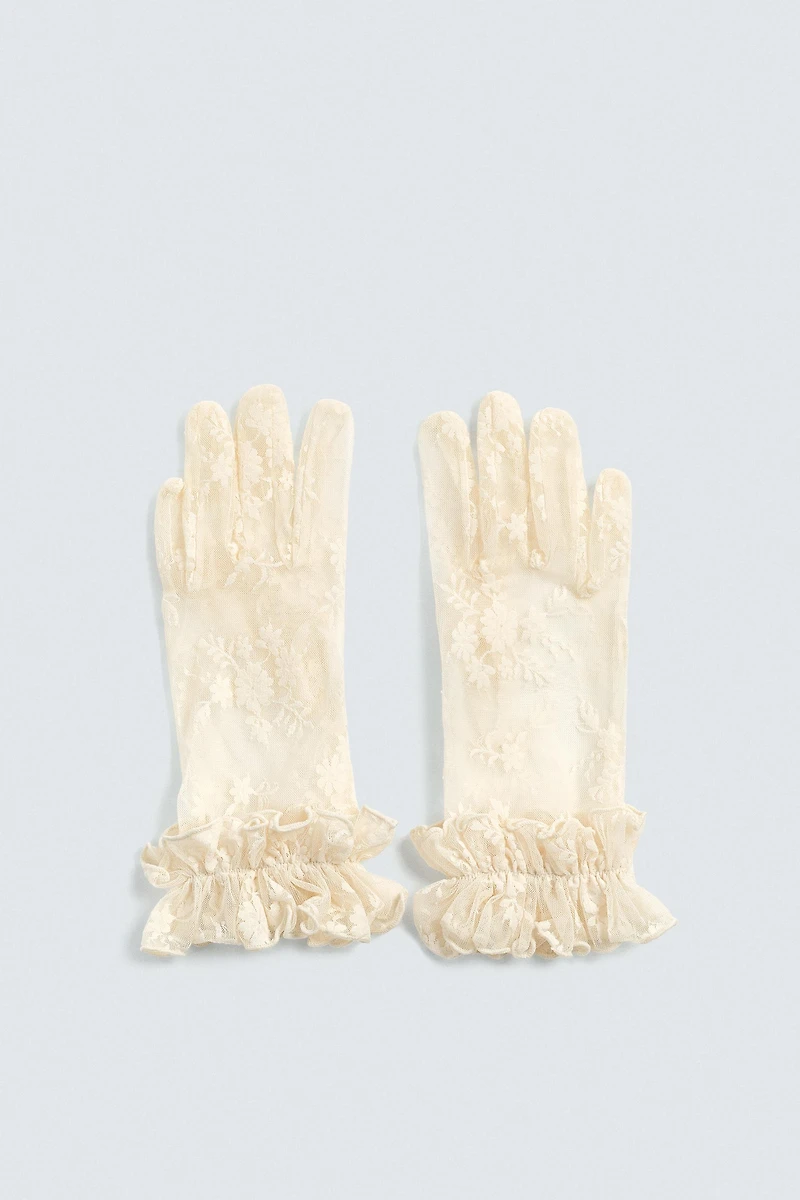 SEMI-SHEER FLORAL GLOVES HARRY LAMBERT FOR ZARA X DISNEY