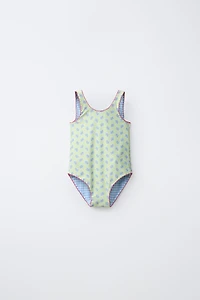 2-6 YEARS / REVERSIBLE FLORAL AND PLAID SWIMSUIT