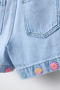EMBROIDERED DENIM SHORTS