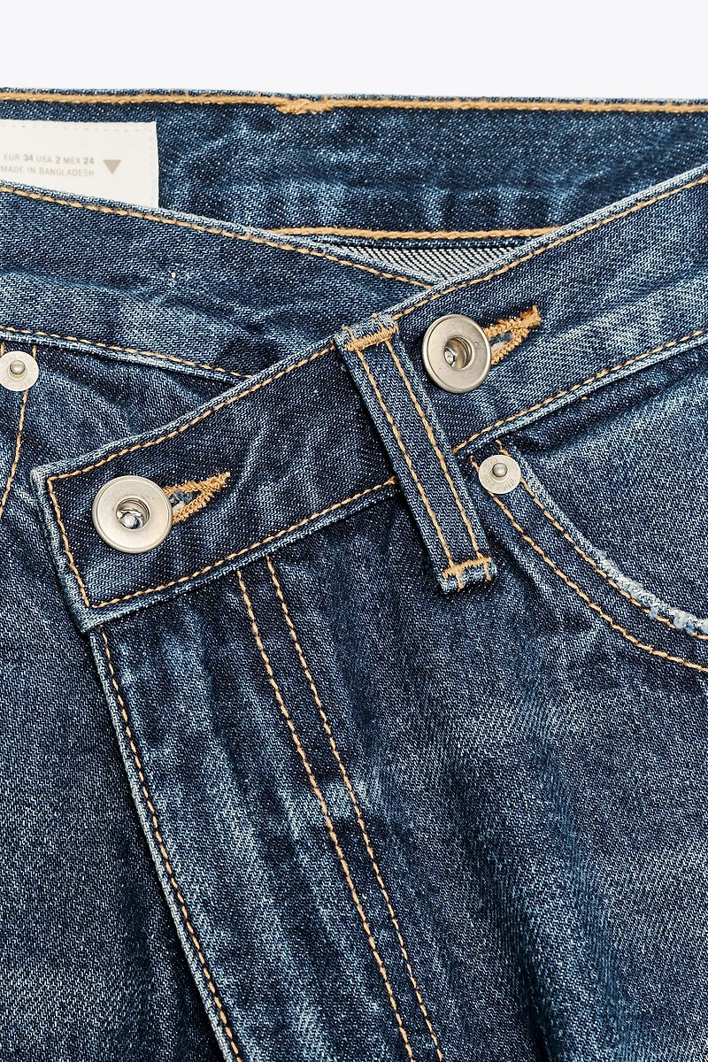 TRF HIGH WAIST CROSSOVER WIDE LEG JEANS