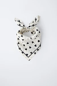 HEART AND POLKA DOT PRINT SQUARE BANDANA