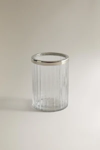 GLASS AND METAL TOOTHBRUSH TUMBLER