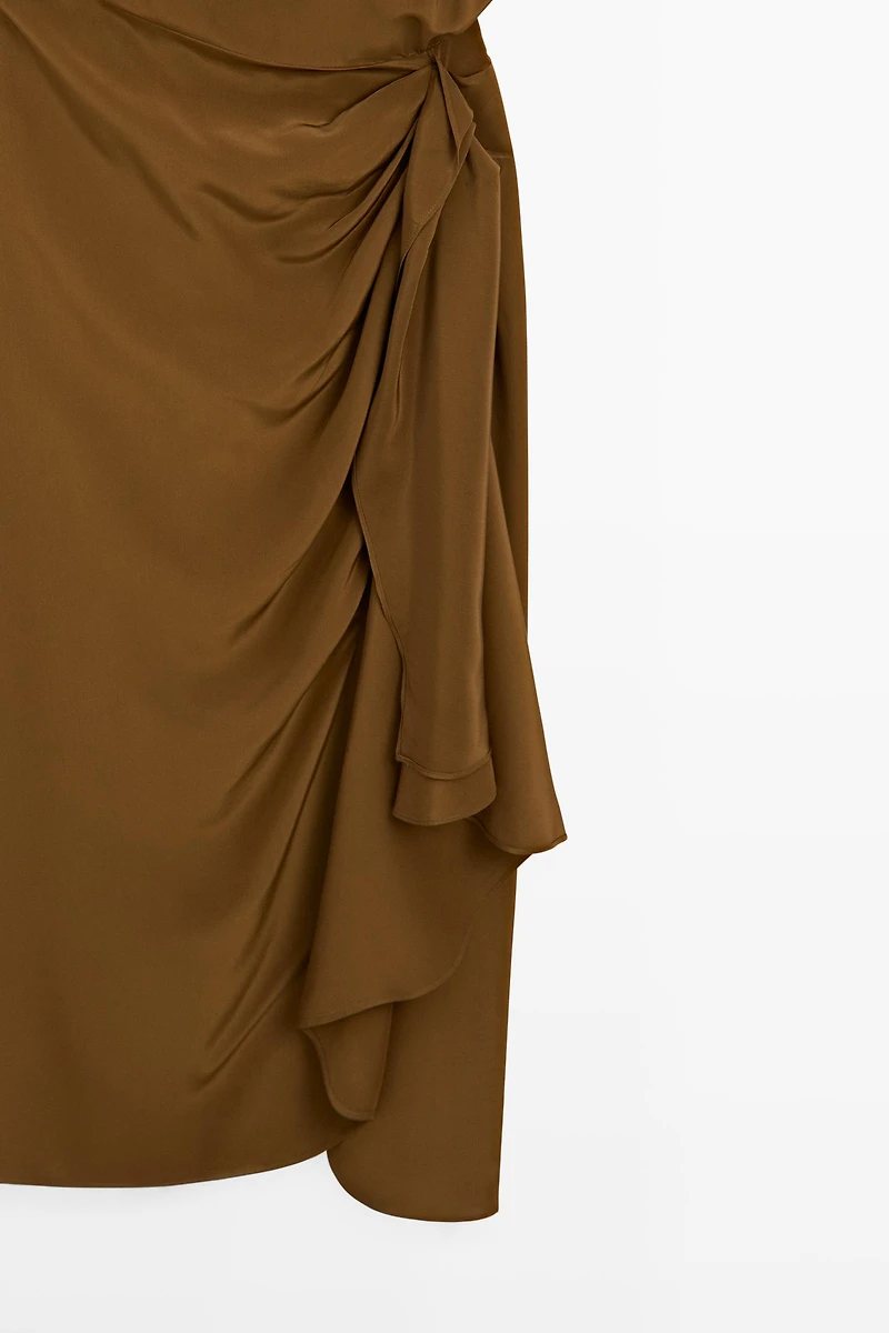 Robe midi fluide à détail drapé