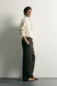EMBROIDERED COTTON-LINEN RELAXED FIT SHIRT