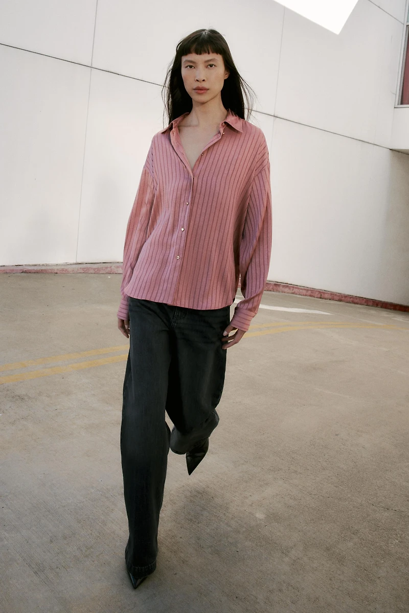 SATIN EFFECT STRIPED SHIRT