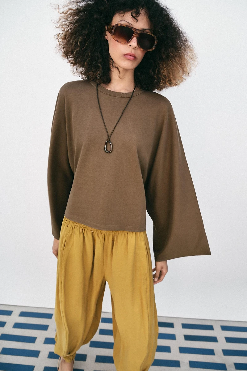 COTTON WIDE-SLEEVE T-SHIRT