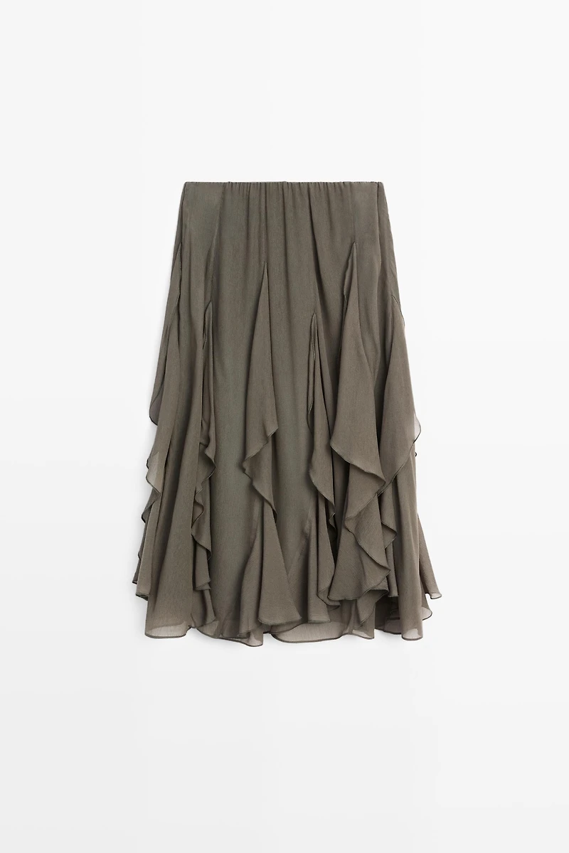 Flowing midi skirt with ruffle detail