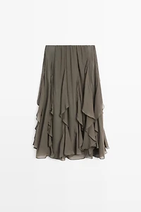 Flowing midi skirt with ruffle detail