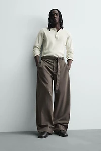 BELTED WIDE FIT PANTS