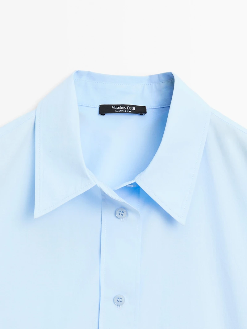 Long 100% cotton poplin shirt