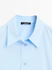 Long 100% cotton poplin shirt