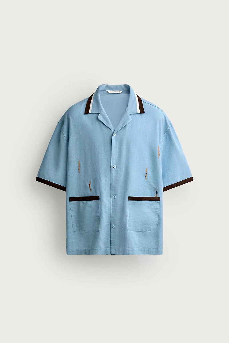 CHEMISE COUPE DÉCONTRACTÉE BRODERIE NAGEURS